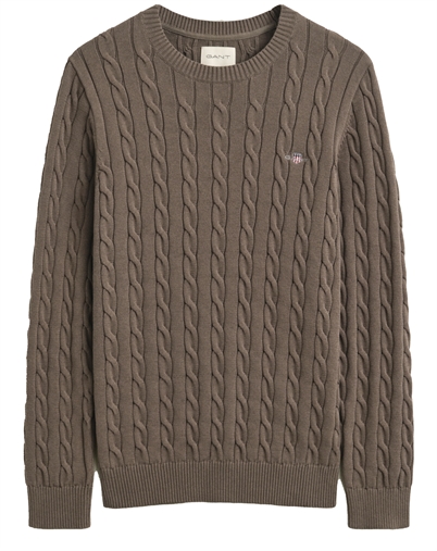 Gant - Cotton Cable C-Neck Strik - Faded Taupe